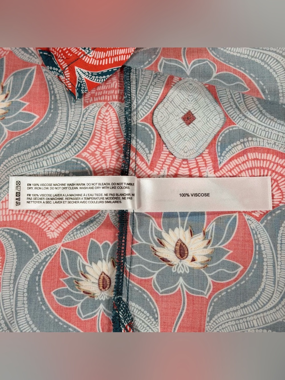 Cactus Man Ricky Singh Shirt Mens XL Orange Floral Lotus Viscose Hawaiian Camp - Picture 5 of 9